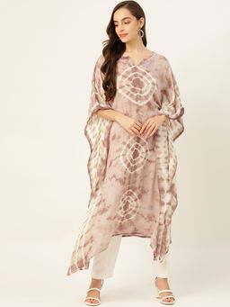 Maaesa - Brown Tie-dye Rayon Crepe Kaftan Kurta