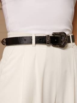 Aditi Wasan - Black Western Womens Genuine Leather Belt
