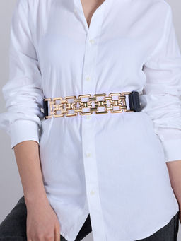 Twenty Dresses by Nykaa Fashion - Gold Cutwork Chainlink Elasticated Waist Belt