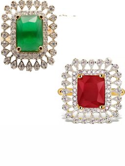 Zoey - Pack Of 2 Metal Cubic Zirconia Rings