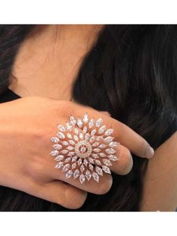 Zoey - Stylish Cubic Zirconia Gold Plated Adjustable Finger Ring