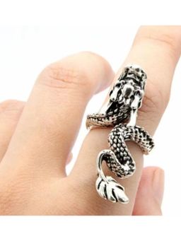 Zoey - Antique Oxidized Silver Plated Dragon Adjustable Ring Zinc Ring