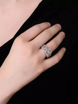 Zoey - Solitaire Crystal Silver Plated American Diamond Ring