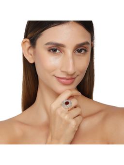 Zoey - Maroon American Diamond Cocktail Ring