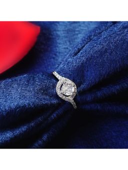 Zoey - Silver Plated White Ad- Studded Finger Ring