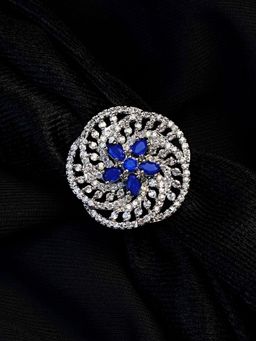 Zoey - Dark Blue American Diamond Cocktail Ring