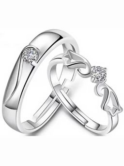 Zoey - Pack Of 2 Cubic Zirconia Rhodium Silver Plated Ring