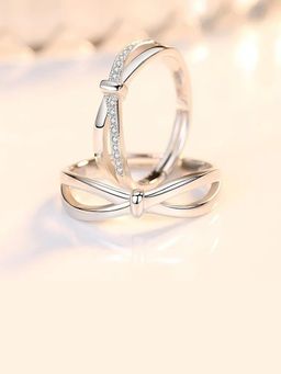 Zoey - Pack Of 2 Rhodium Plated Adjustable Ring