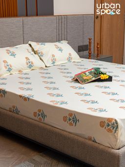 Urban Space - Cotton Bedsheet with Pillow Covers - Sunflower Yellow