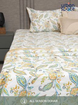 Urban Space - Microfiber Cotton Reversible Dohar for Bed - Iris Blue