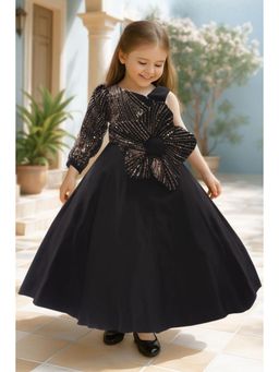Lagorii - Black Satin Full Sleeves Regular Dress