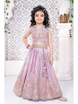 Lagorii - Lavender Silk Sleeveless Regular Choli With Lehenga