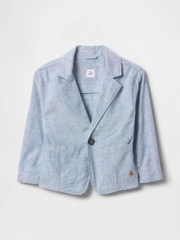 GAP - Blue Linen Full Sleeves Relaxed Blazer