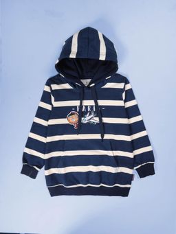 KiddoPanti - Navy Blue Fleece Full Sleeves Regular Hoodie