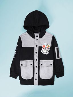KiddoPanti - Grey Fleece Full Sleeves Regular Hoodie