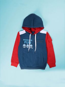 KiddoPanti - Blue Fleece Full Sleeves Regular Hoodie