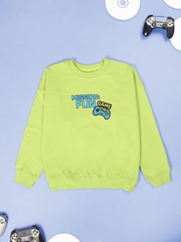 KiddoPanti - Green Fleece Full Sleeves Regular Sweatshirt
