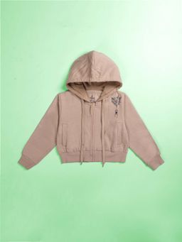 KiddoPanti - Beige Fleece Full Sleeves Regular Hoodie