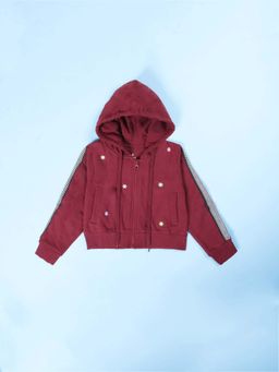 KiddoPanti - Maroon Fleece Full Sleeves Regular Hoodie