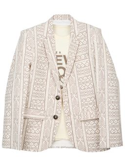CAVIO - Beige Cotton Blend Full Sleeves Regular Blazer With T-Shirt