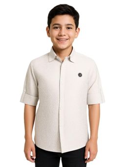 CHARCHIT - White Cotton Full Sleeves Regular Shirt