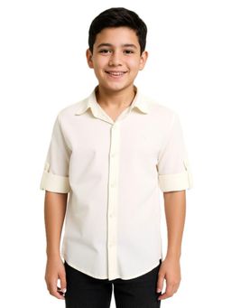 CHARCHIT - Off White Cotton Full Sleeves Regular Shirt