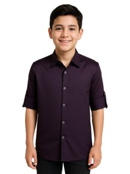 CHARCHIT - Purple Cotton Full Sleeves Regular Shirt