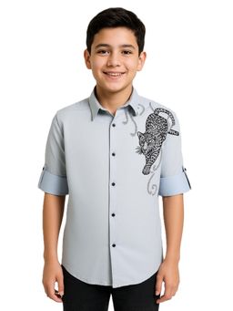 CHARCHIT - Grey Cotton Full Sleeves Regular Shirt