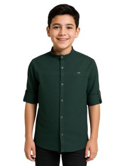 CAVIO - Green Cotton Full Sleeves Regular Shirt