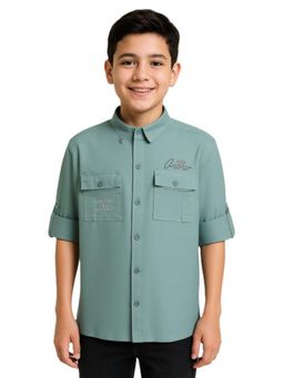 CAVIO - Green Cotton Full Sleeves Regular Shirt