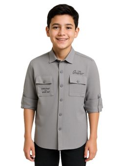 CAVIO - Grey Cotton Full Sleeves Regular Shirt