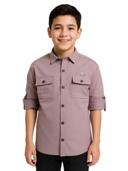 CAVIO - Mauve Cotton Full Sleeves Regular Shirt