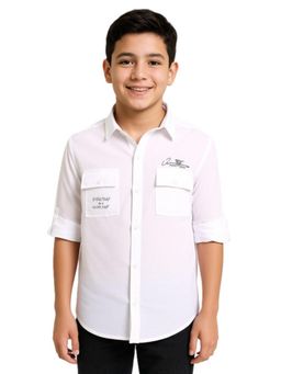 CAVIO - White Cotton Full Sleeves Regular Shirt
