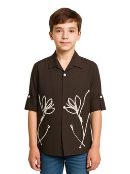 CAVIO - Brown Cotton Full Sleeves Regular Shirt