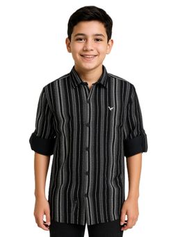 CAVIO - Grey Cotton Full Sleeves Regular Shirt