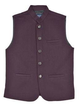 CAVIO - Purple Cotton Blend Sleeveless Regular Nehru Jacket