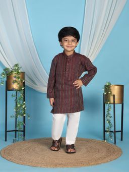 Pro Ethic Style Developer - Maroon Regular Kurta With Pyjama