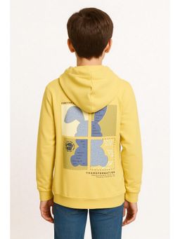 CAVIO - Yellow Cotton Full Sleeves Regular Hoodie