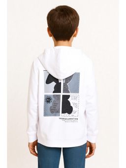 CAVIO - White Cotton Full Sleeves Regular Hoodie