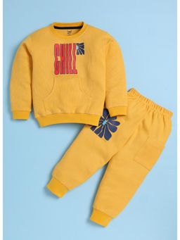 Toonyport - Mustard Cotton Full Sleeves Regular Sweatshirt With Joggers