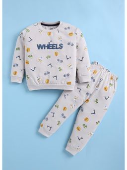 Toonyport - Grey Cotton Full Sleeves Regular Sweatshirt With Joggers