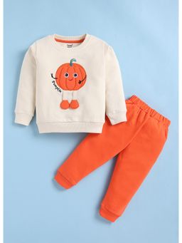 Toonyport - Off White Cotton Full Sleeves Regular Sweatshirt With Joggers