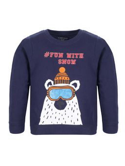 PLUM TREE - Navy Blue Cotton Full Sleeves Regular Sweatshirt