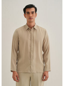 Banana Club - Sand Brown Loop Button-Down Plain Shirt