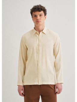 Banana Club - Beige Loop Button-Down Plain Shirt