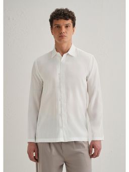 Banana Club - White Loop Button-Down Plain Shirt