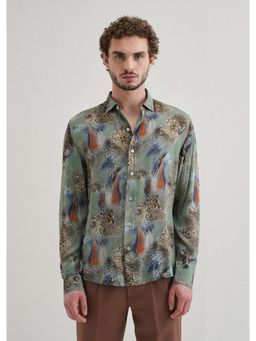 Banana Club - Snakeskin Green Feather Shirt