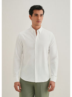 Banana Club - White Dobby Micro-Check Shirt