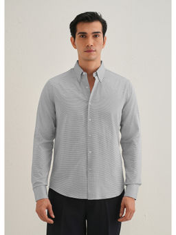 Banana Club - Navy Blue Micro-Dobby Cotton Shirt