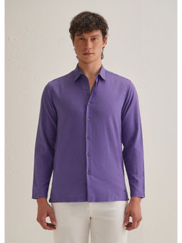 Banana Club - Purple Hidden Sleeve Placket Cotton Linen Shirt